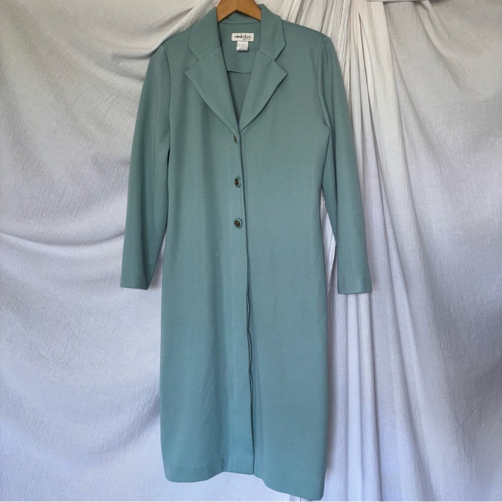 Vintage Henry Lee Teal Long Blazer Coat Size Medium